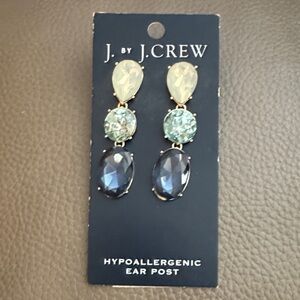 J. Crew Cream, Green, and Blue Stone Earrings